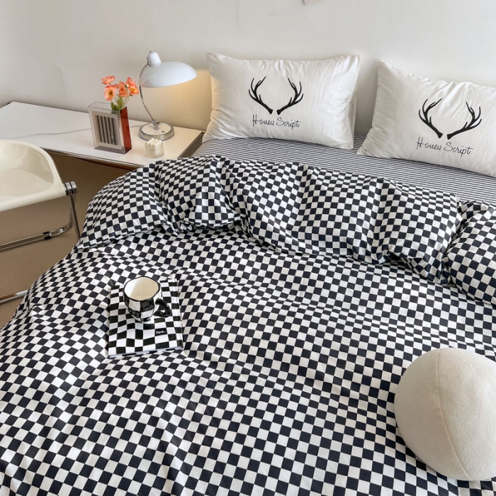 91家纺网 家纺一手货源 找家纺 艾沁 2022新款全棉北欧简约风四件套 见鹿