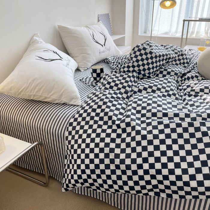 91家纺网 家纺一手货源 找家纺 艾沁 2022新款全棉北欧简约风四件套 见鹿