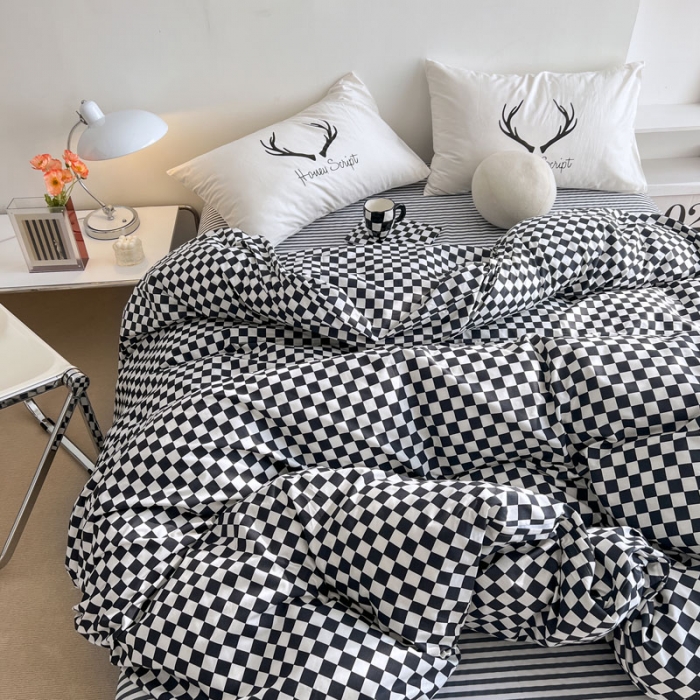 91家纺网 家纺一手货源 找家纺 艾沁 2022新款全棉北欧简约风四件套 见鹿