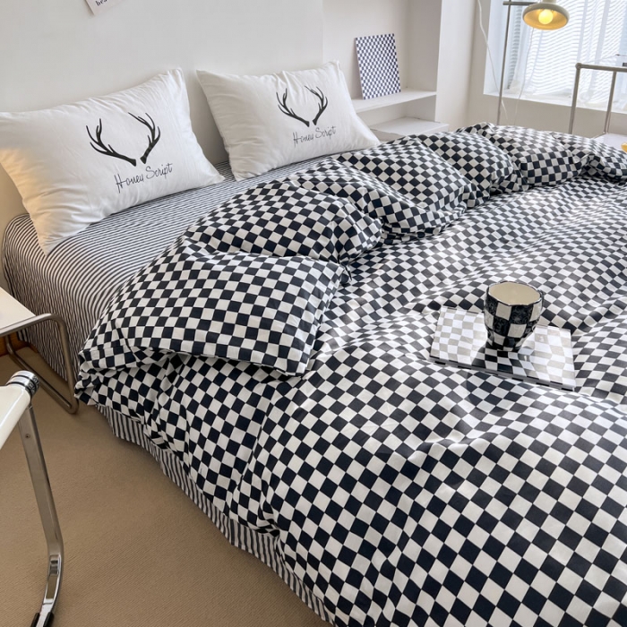 91家纺网 家纺一手货源 找家纺 艾沁 2022新款全棉北欧简约风四件套 见鹿