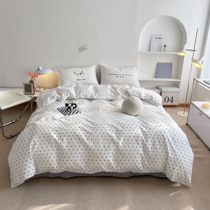 91家纺网 家纺一手货源 找家纺 艾沁 2022新款全棉北欧简约风四件套 喵小姐