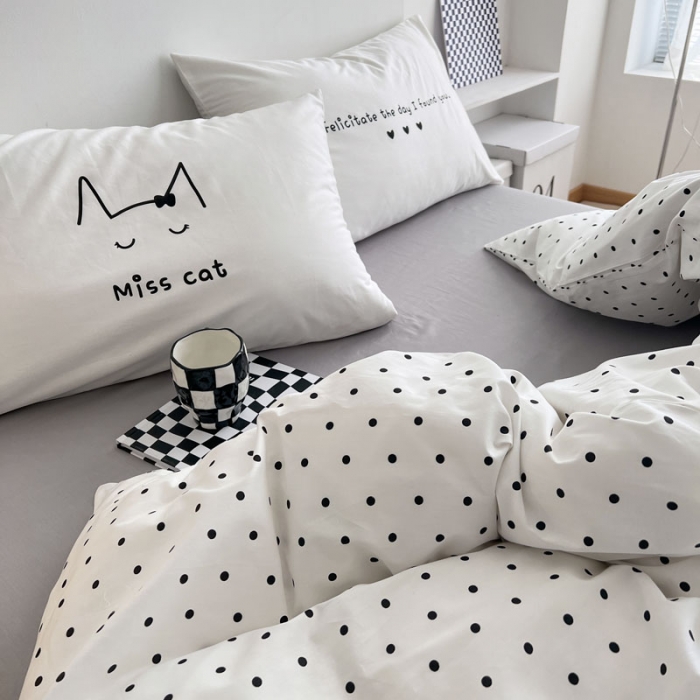 91家纺网 家纺一手货源 找家纺 艾沁 2022新款全棉北欧简约风四件套 喵小姐