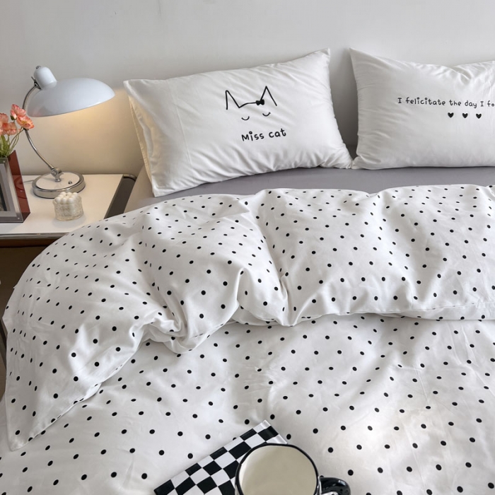 91家纺网 家纺一手货源 找家纺 艾沁 2022新款全棉北欧简约风四件套 喵小姐