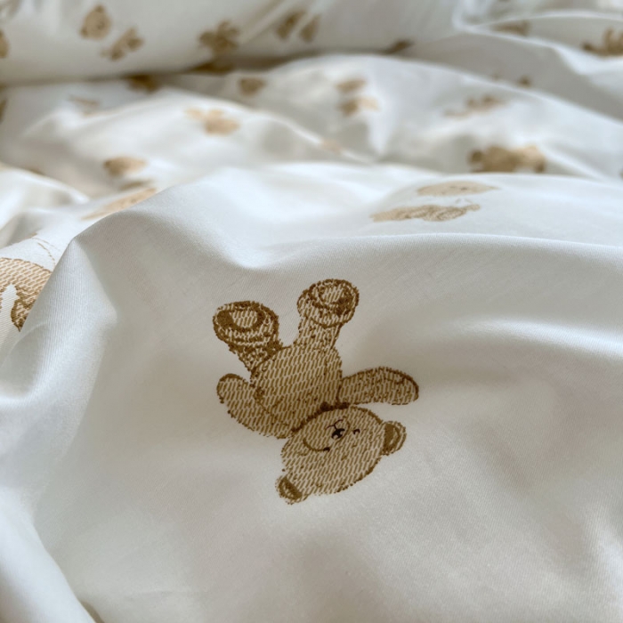 91家纺网 家纺一手货源 找家纺 艾沁 2022新款全棉北欧简约风四件套 小熊-驼