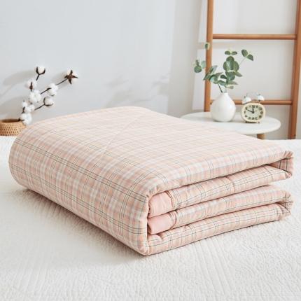 91家纺网 家纺一手货源 找家纺 暖阳 2023全棉色织大豆被 大豆被-浅蓝小格