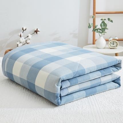 91家纺网 家纺一手货源 找家纺 暖阳 2023全棉色织大豆被 大豆被-浅蓝小格