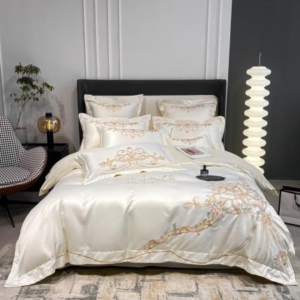 91家纺网 家纺一手货源 找家纺 总博纳新款A面60S水洗真丝B面17772喷气纯棉四件套倾城