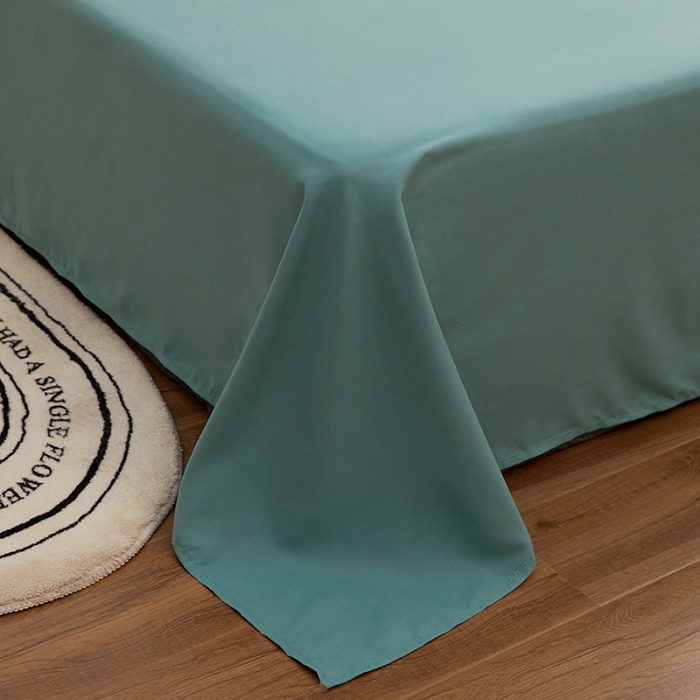 91家纺网 家纺一手货源 找家纺 蓝淋家纺 2022新款亲肤磨毛床单 豆绿色