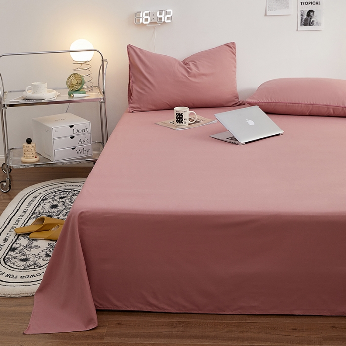 91家纺网 家纺一手货源 找家纺 蓝淋家纺 2022新款亲肤磨毛床单 豆沙色