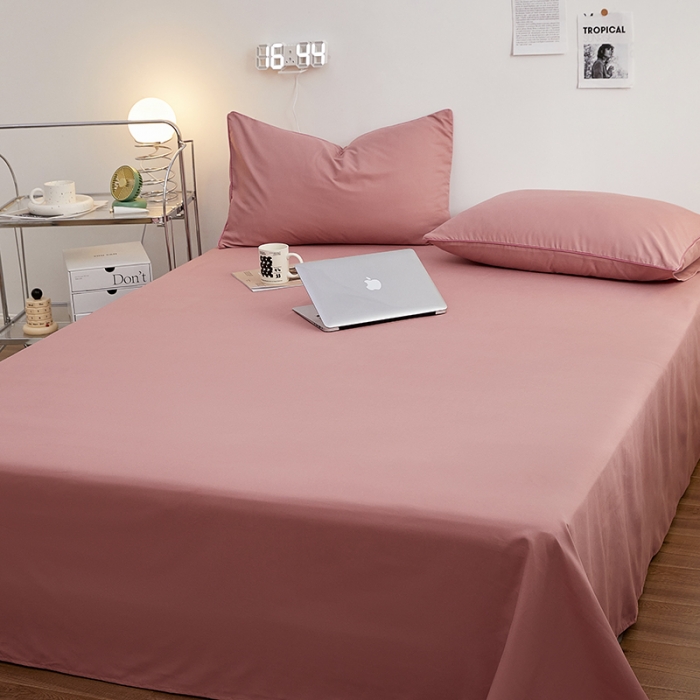 91家纺网 家纺一手货源 找家纺 蓝淋家纺 2022新款亲肤磨毛床单 豆沙色