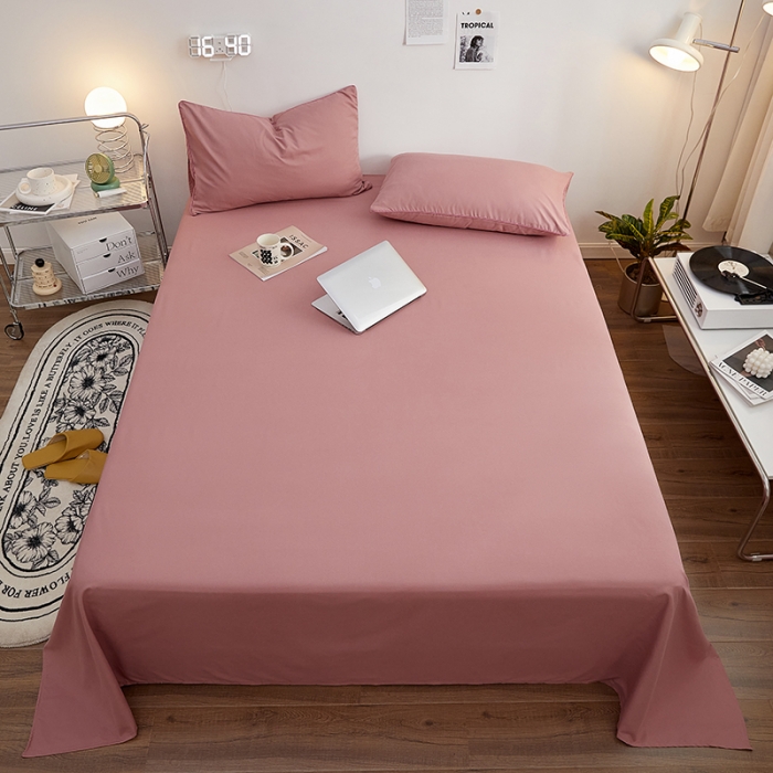 91家纺网 家纺一手货源 找家纺 蓝淋家纺 2022新款亲肤磨毛床单 豆沙色