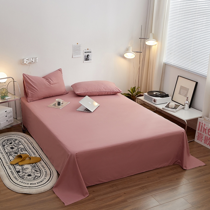 91家纺网 家纺一手货源 找家纺 蓝淋家纺 2022新款亲肤磨毛床单 豆沙色