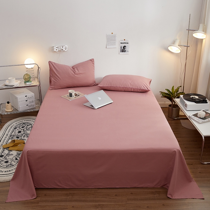 91家纺网 家纺一手货源 找家纺 蓝淋家纺 2022新款亲肤磨毛床单 豆沙色