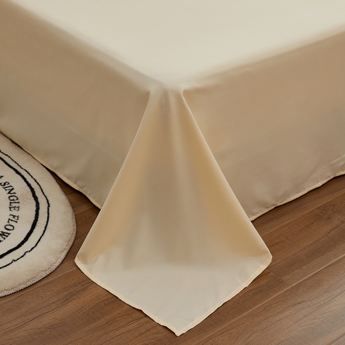 91家纺网 家纺一手货源 找家纺 蓝淋家纺 2022新款亲肤磨毛床单 米黄色