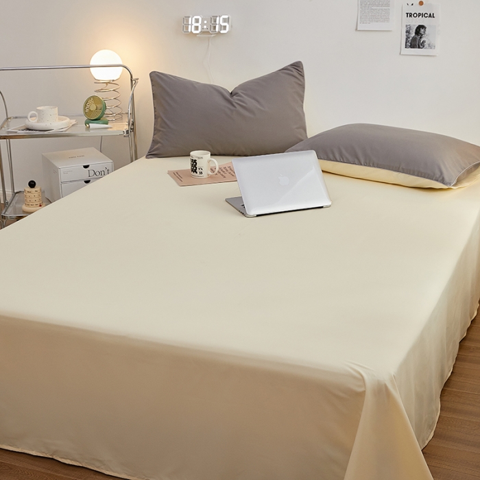 91家纺网 家纺一手货源 找家纺 蓝淋家纺 2022新款亲肤磨毛床单 米黄色