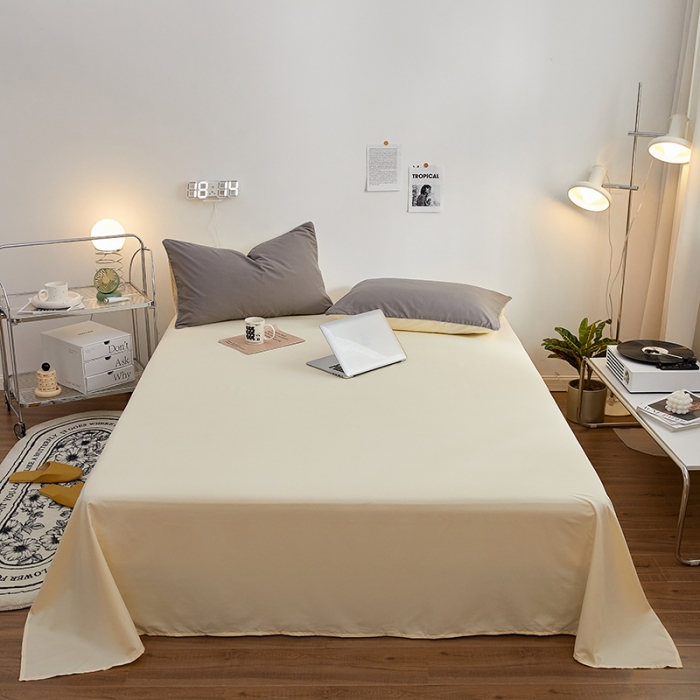 91家纺网 家纺一手货源 找家纺 蓝淋家纺 2022新款亲肤磨毛床单 米黄色