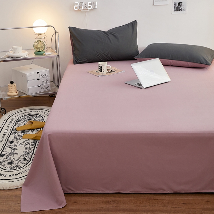 91家纺网 家纺一手货源 找家纺 蓝淋家纺 2022新款亲肤磨毛床单 浅豆沙色