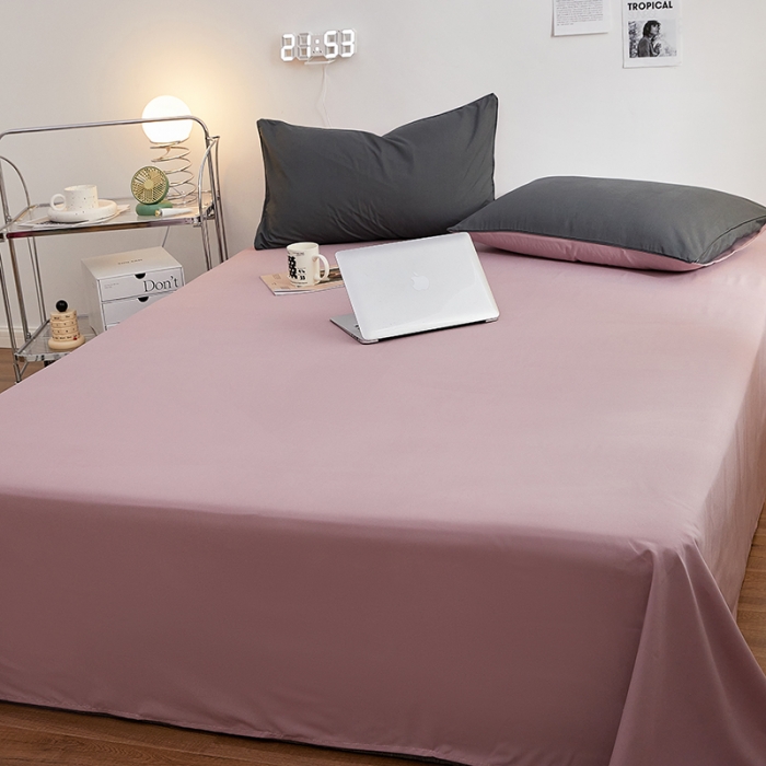 91家纺网 家纺一手货源 找家纺 蓝淋家纺 2022新款亲肤磨毛床单 浅豆沙色