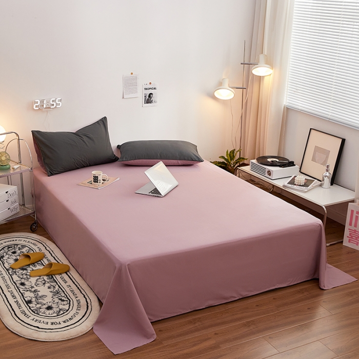 91家纺网 家纺一手货源 找家纺 蓝淋家纺 2022新款亲肤磨毛床单 浅豆沙色