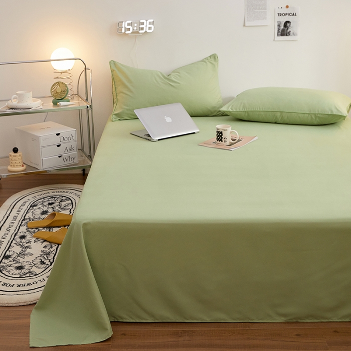 91家纺网 家纺一手货源 找家纺 蓝淋家纺 2022新款亲肤磨毛床单 浅绿色