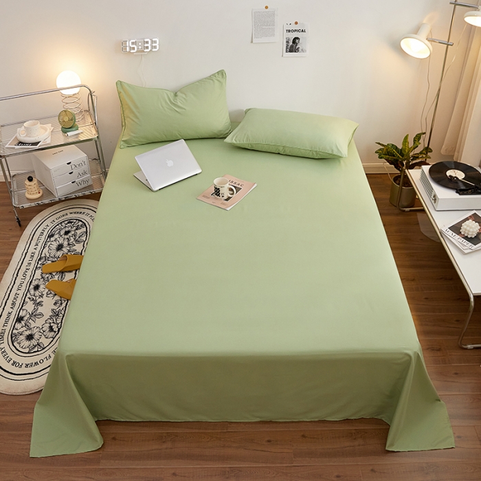 91家纺网 家纺一手货源 找家纺 蓝淋家纺 2022新款亲肤磨毛床单 浅绿色