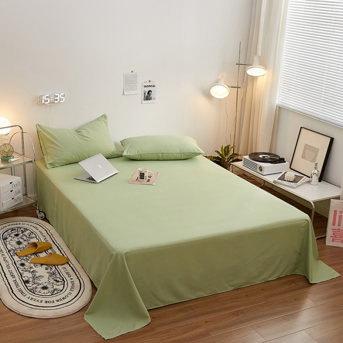 91家纺网 家纺一手货源 找家纺 蓝淋家纺 2022新款亲肤磨毛床单 浅绿色