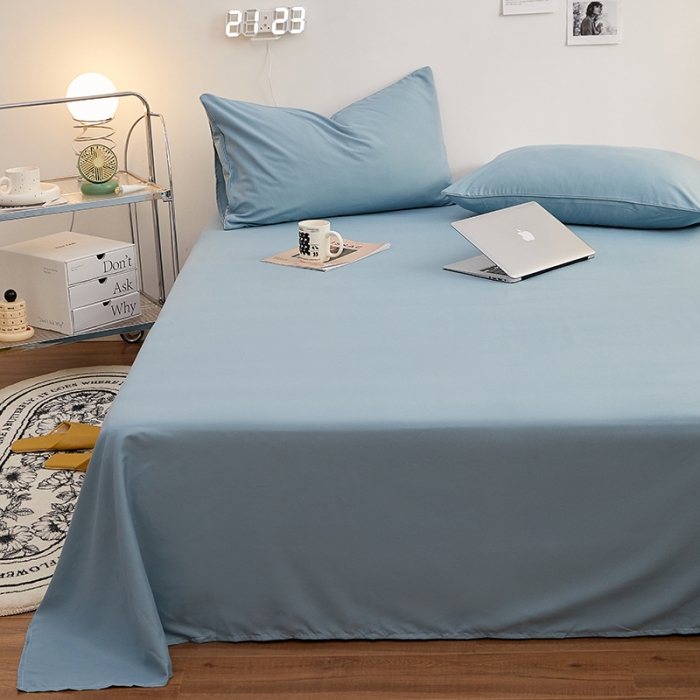 91家纺网 家纺一手货源 找家纺 蓝淋家纺 2022新款亲肤磨毛床单 水绿色