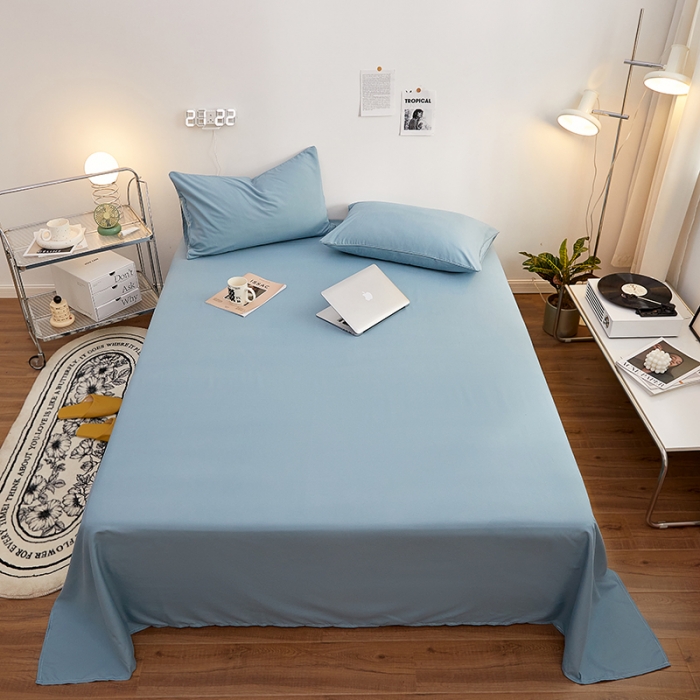 91家纺网 家纺一手货源 找家纺 蓝淋家纺 2022新款亲肤磨毛床单 水绿色