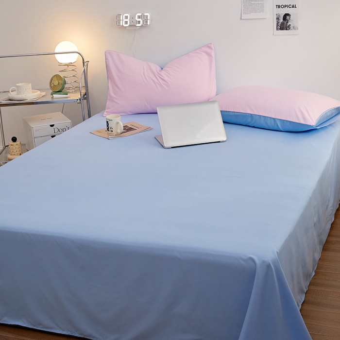 91家纺网 家纺一手货源 找家纺 蓝淋家纺 2022新款亲肤磨毛床单 天蓝色