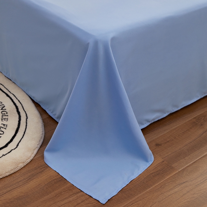 91家纺网 家纺一手货源 找家纺 蓝淋家纺 2022新款亲肤磨毛床单 天蓝色