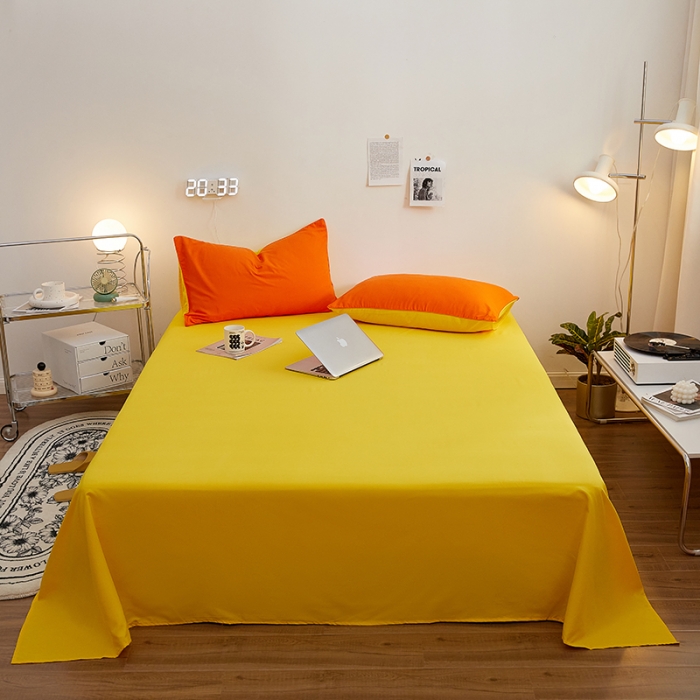 91家纺网 家纺一手货源 找家纺 蓝淋家纺 2022新款亲肤磨毛床单 杏黄