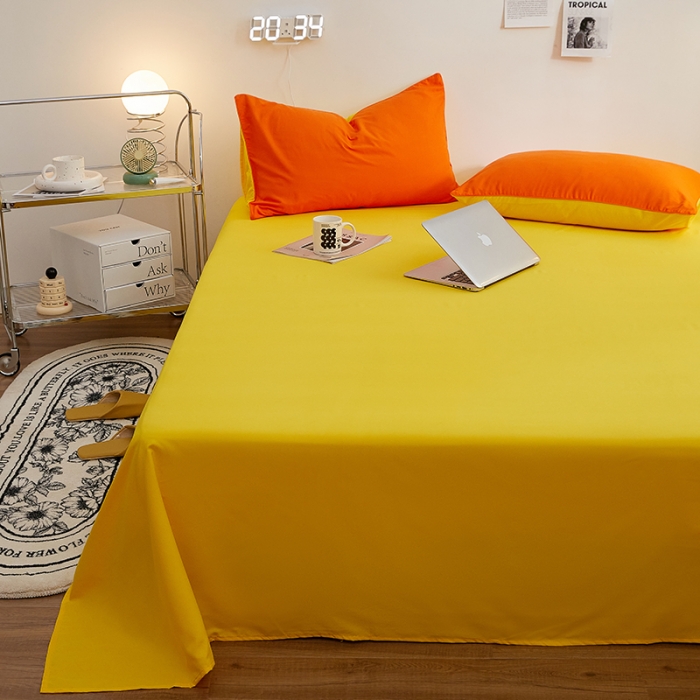 91家纺网 家纺一手货源 找家纺 蓝淋家纺 2022新款亲肤磨毛床单 杏黄