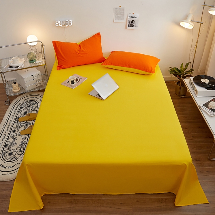 91家纺网 家纺一手货源 找家纺 蓝淋家纺 2022新款亲肤磨毛床单 杏黄