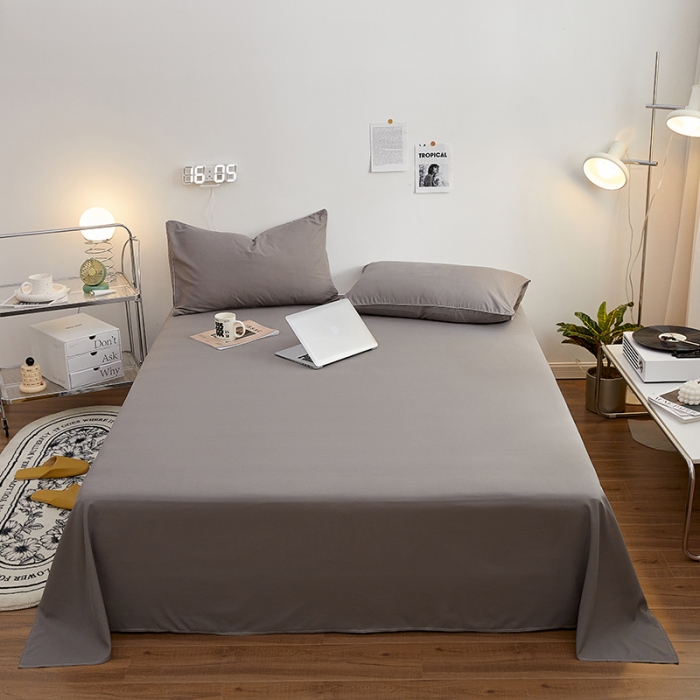 91家纺网 家纺一手货源 找家纺 蓝淋家纺 2022新款亲肤磨毛床单 银灰色