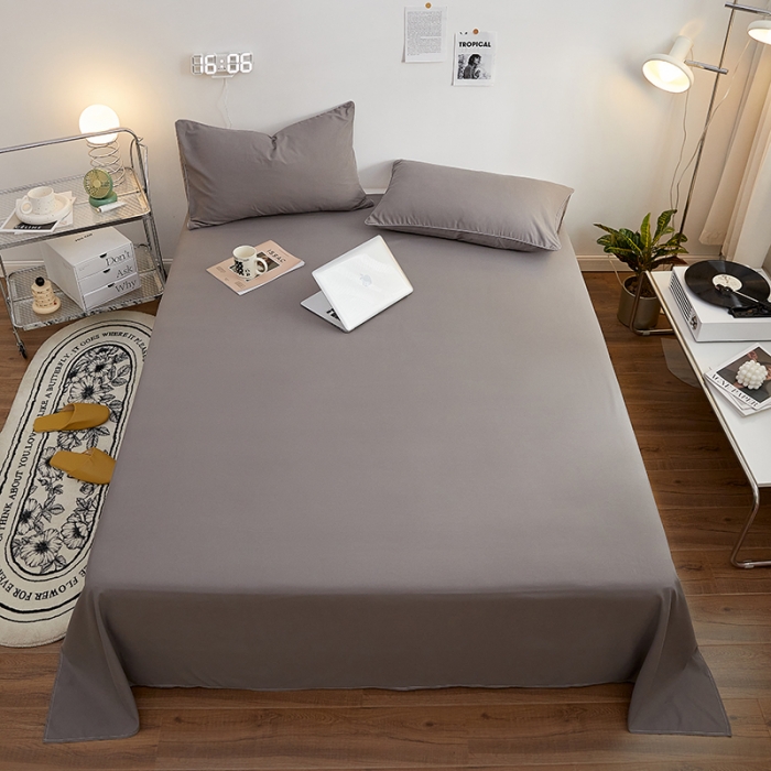 91家纺网 家纺一手货源 找家纺 蓝淋家纺 2022新款亲肤磨毛床单 银灰色