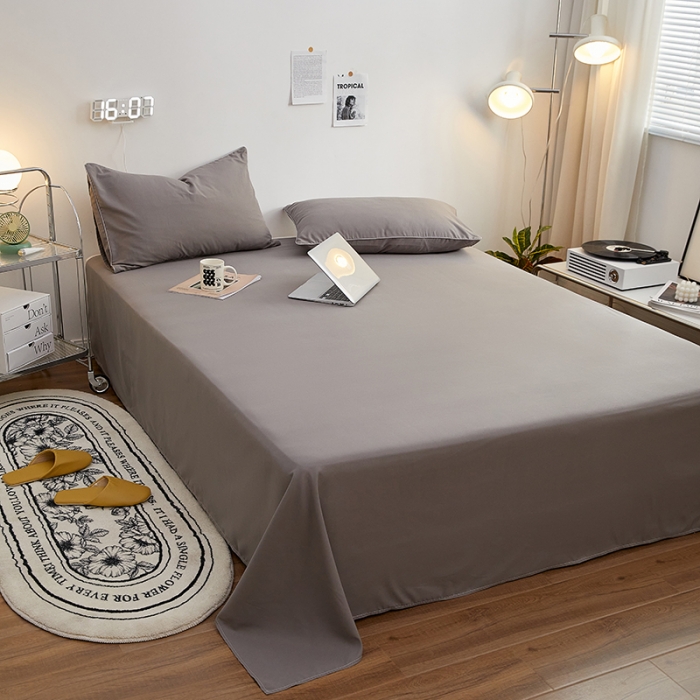 91家纺网 家纺一手货源 找家纺 蓝淋家纺 2022新款亲肤磨毛床单 银灰色