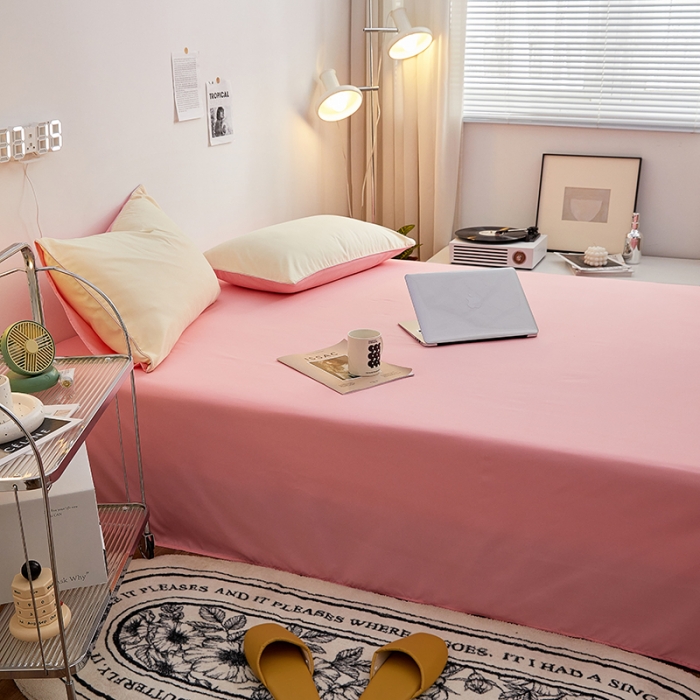 91家纺网 家纺一手货源 找家纺 蓝淋家纺 2022新款亲肤磨毛床单 玉色