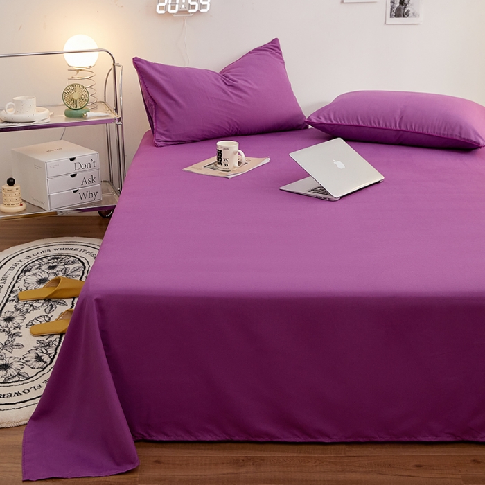 91家纺网 家纺一手货源 找家纺 蓝淋家纺 2022新款亲肤磨毛床单 紫色