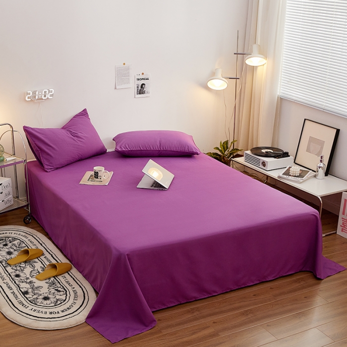 91家纺网 家纺一手货源 找家纺 蓝淋家纺 2022新款亲肤磨毛床单 紫色