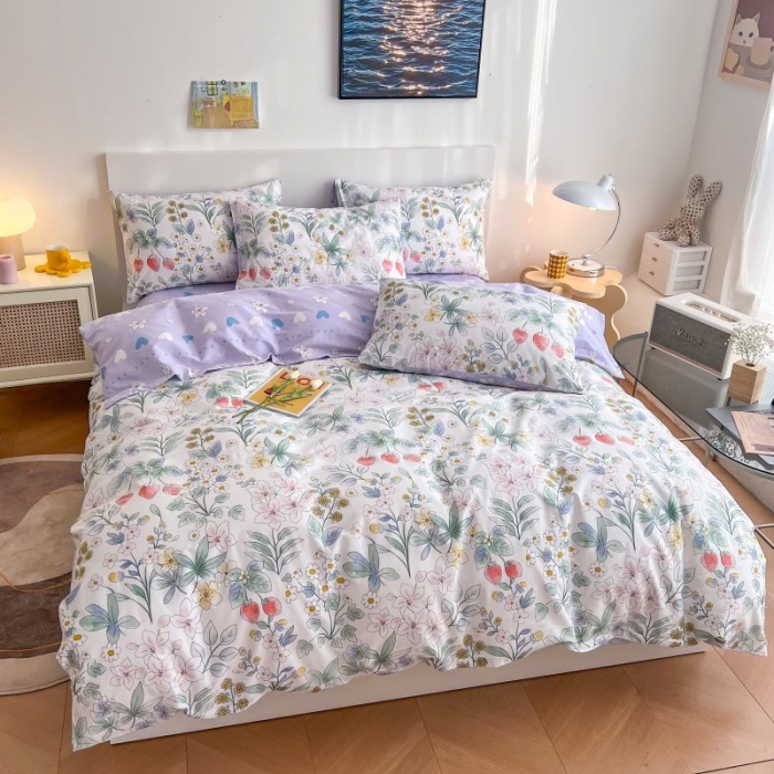 91家纺网 家纺一手货源 找家纺 感遇 2022新款全棉印花四件套第三批 草莓之恋