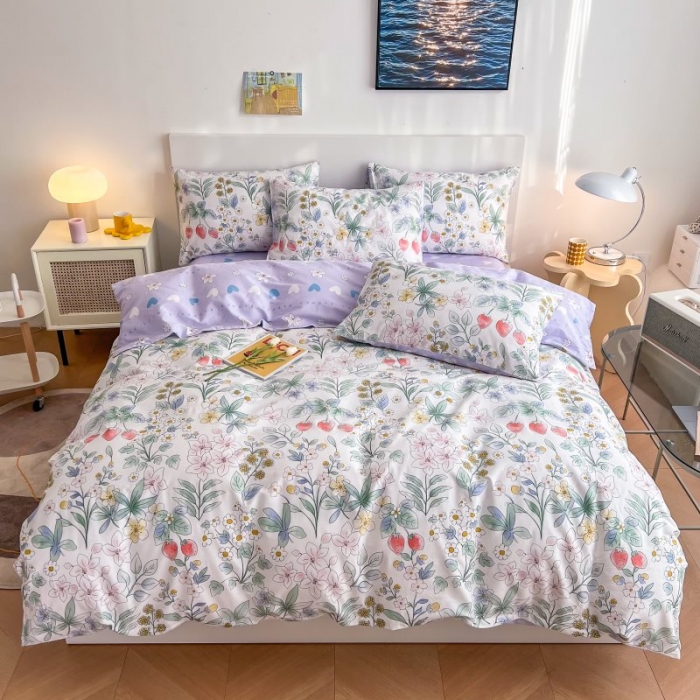 91家纺网 家纺一手货源 找家纺 感遇 2022新款全棉印花四件套第三批 草莓之恋