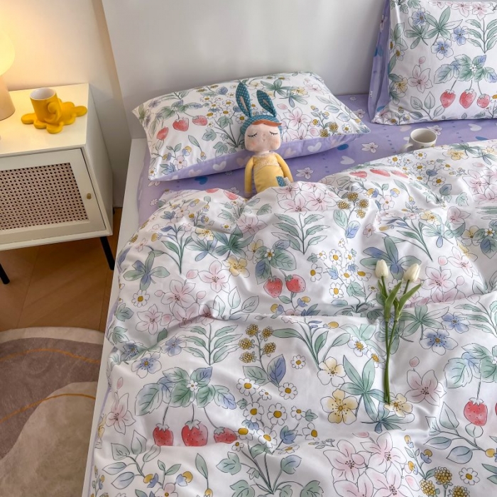 91家纺网 家纺一手货源 找家纺 感遇 2022新款全棉印花四件套第三批 草莓之恋