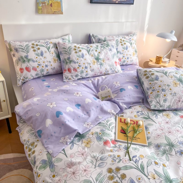 91家纺网 家纺一手货源 找家纺 感遇 2022新款全棉印花四件套第三批 草莓之恋