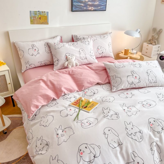 91家纺网 家纺一手货源 找家纺 感遇 2022新款全棉印花四件套第三批 小白兔