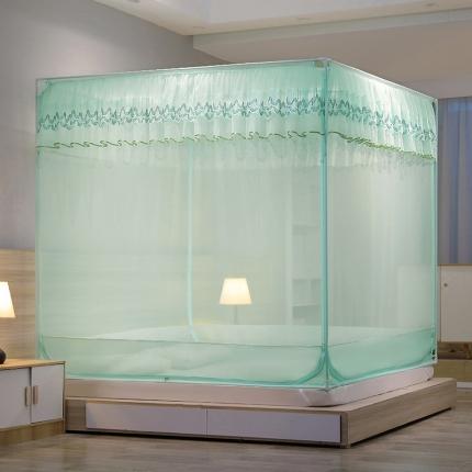 91家纺网 家纺一手货源 找家纺 总夏彩新款U型三开门外穿坐床蚊帐系列-货号88538