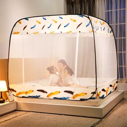 91家纺网 家纺一手货源 找家纺 夏彩 新款印花免安装蚊帐-88513 多彩羽毛