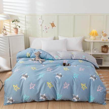 91家纺网 家纺一手货源 找家纺 铭成 2022新款全棉12868小清新系列单被套 星梦缘-蓝