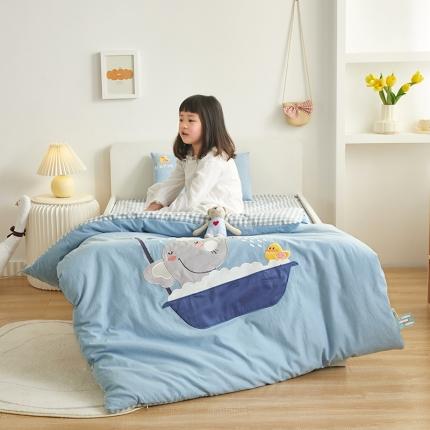 91家纺网 家纺一手货源 找家纺 （总）A类全棉纯棉色织水洗棉绣花儿童三件套幼儿园午睡（童梦）