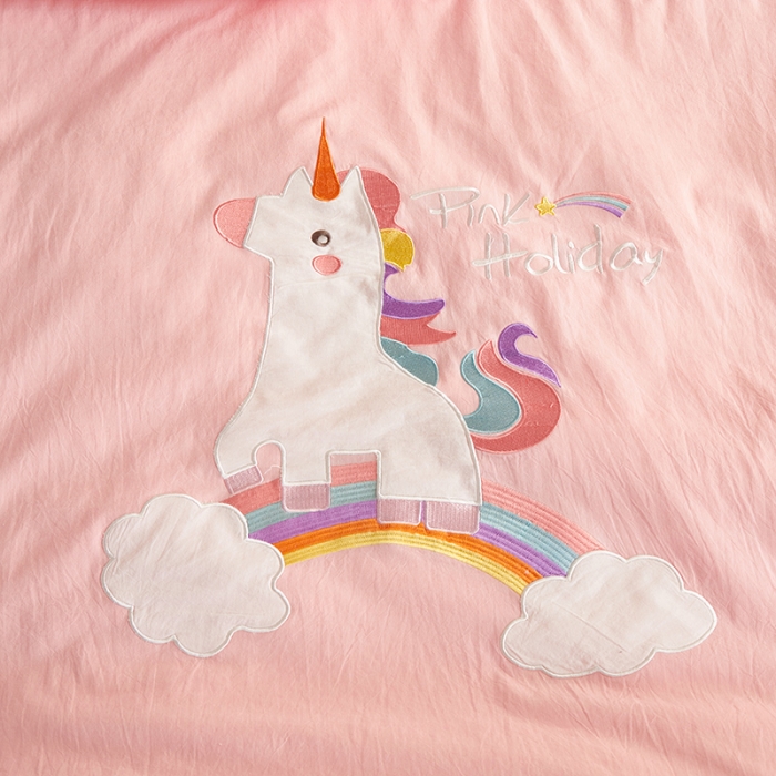 91家纺网 家纺一手货源 找家纺 （总）A类全棉纯棉色织水洗棉绣花儿童三件套幼儿园午睡（童梦）