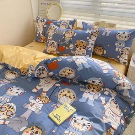 91家纺网 家纺一手货源 找家纺 麦伦家居 2022新款小清新卡通系列全棉斜纹四件套 梦之队